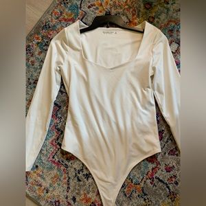 white abercrombie body suit size medium